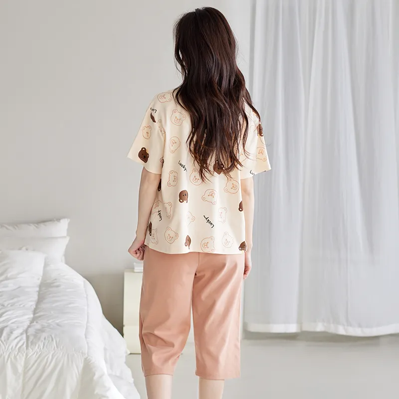 Pretty Lady Pajama Set Women's Apricot Pink-1