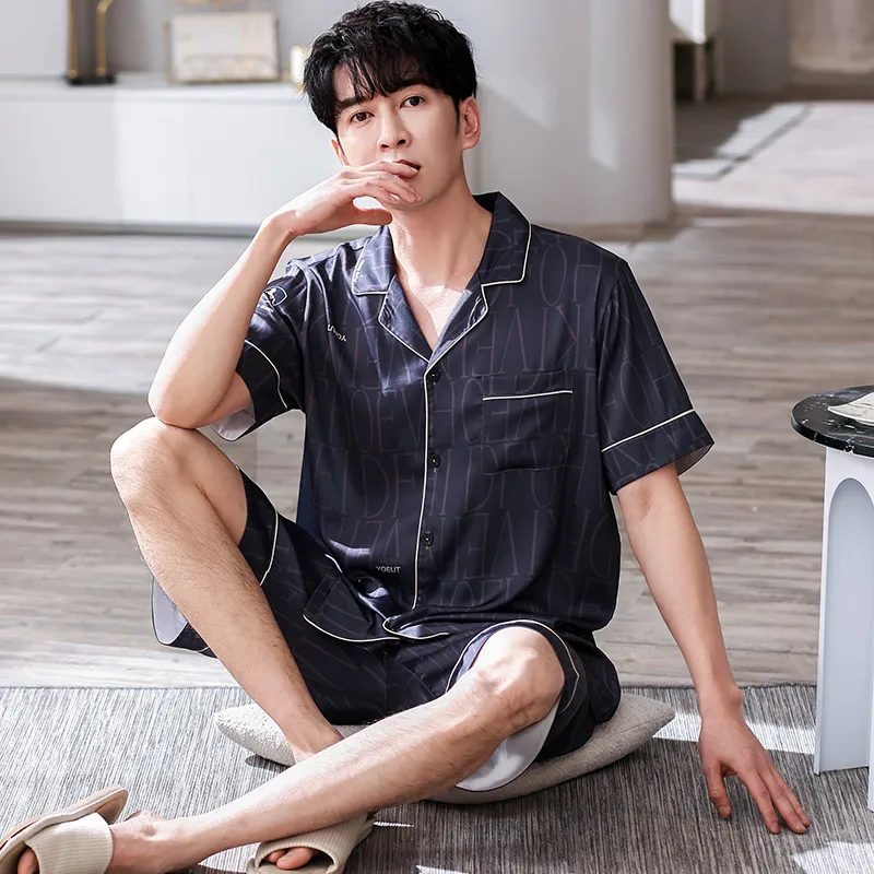 Pretty Lady Pajama Set Men's Dark Gray Letter-5