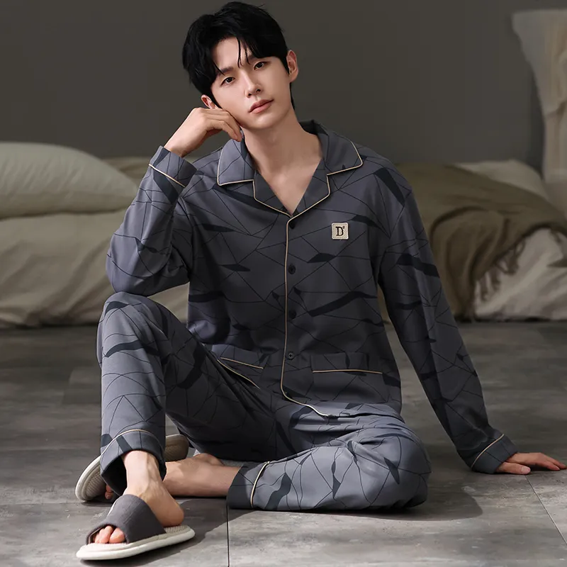 Pretty Lady Pajama Set Men's Gray Blue-5