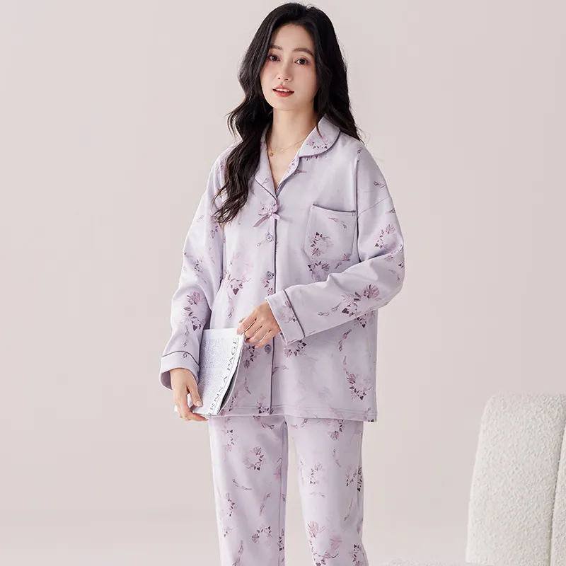 Pretty Lady Pajama Set Women's Gray Purple-1