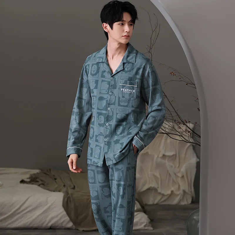 Pretty Lady Pajama Set Men's Peacock Green-2