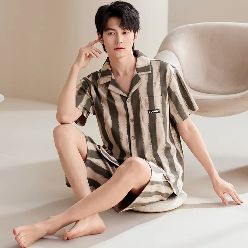 Pretty Lady Pajama Set Men's Vintage Stripes-5