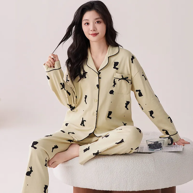 Pretty Lady Pajama Set Women's Beige Apricot-4