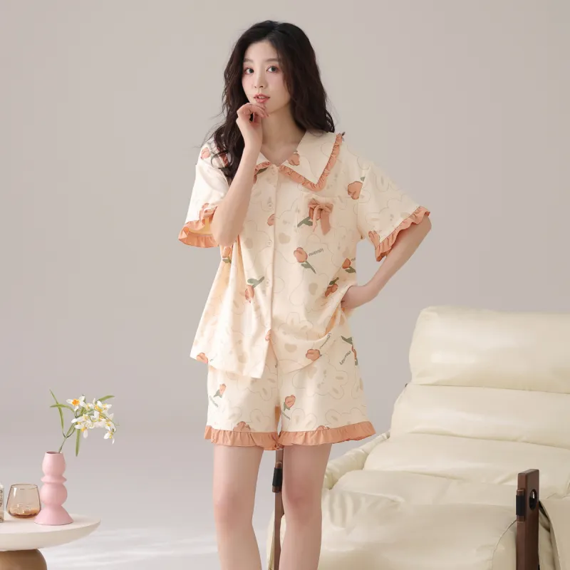 Pretty Lady Pajama Set Women's Apricot-2