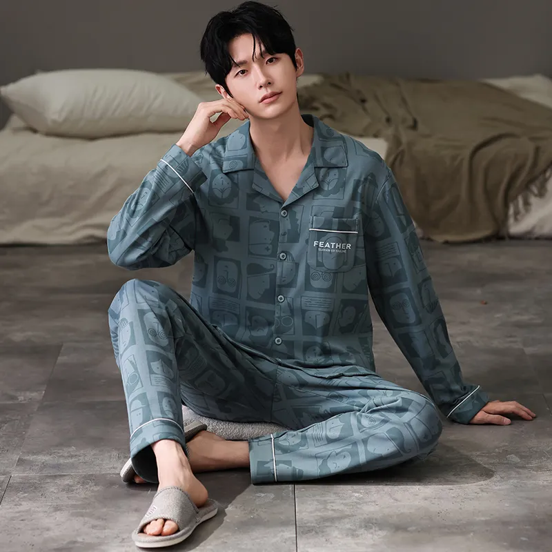 Pretty Lady Pajama Set Men's Peacock Green-5