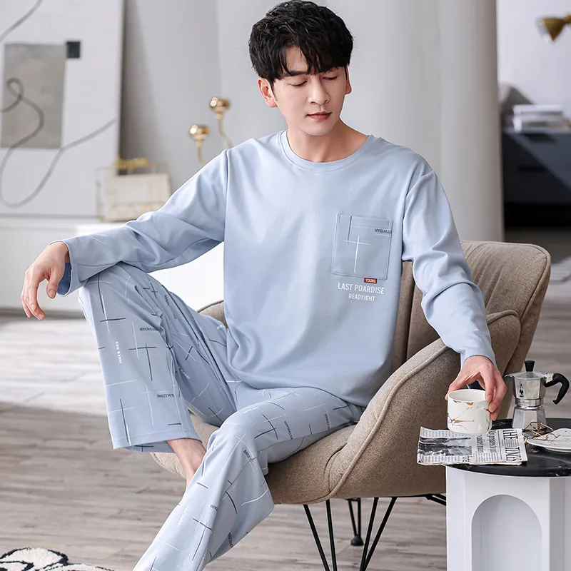 Pretty Lady Pajama Set Men's Light Blue-4
