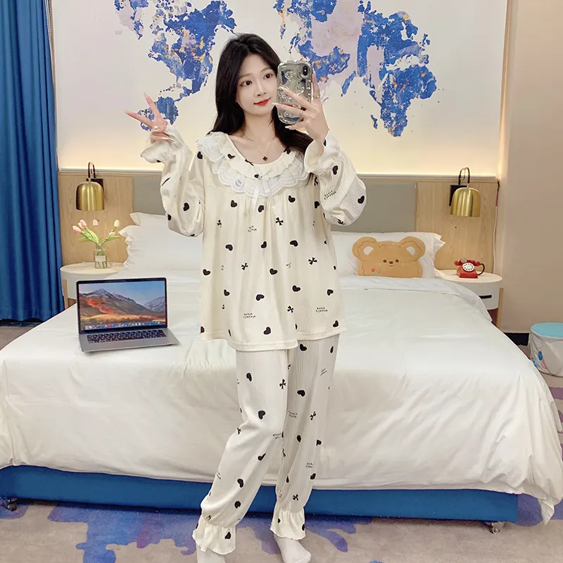 Pretty Lady Pajama Set Women's Apricot-3