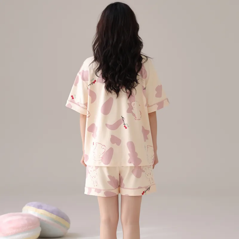 Pretty Lady Pajama Set Women's Pink Apricot-3