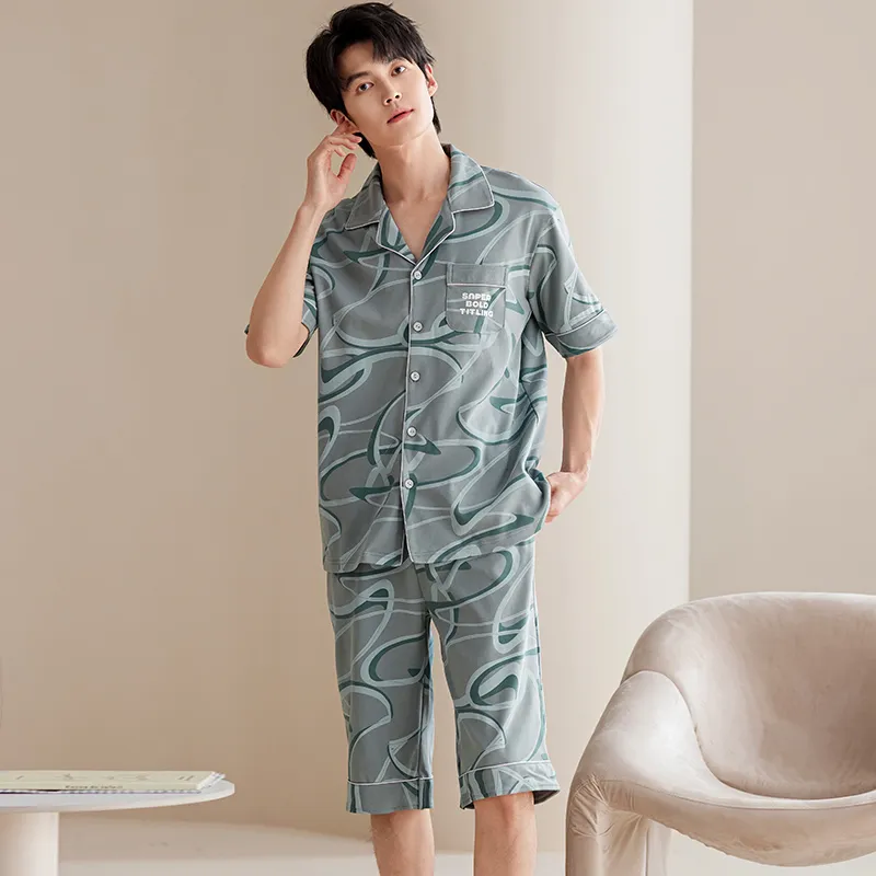 Pretty Lady Pajama Set Men's Light Gray Green-1