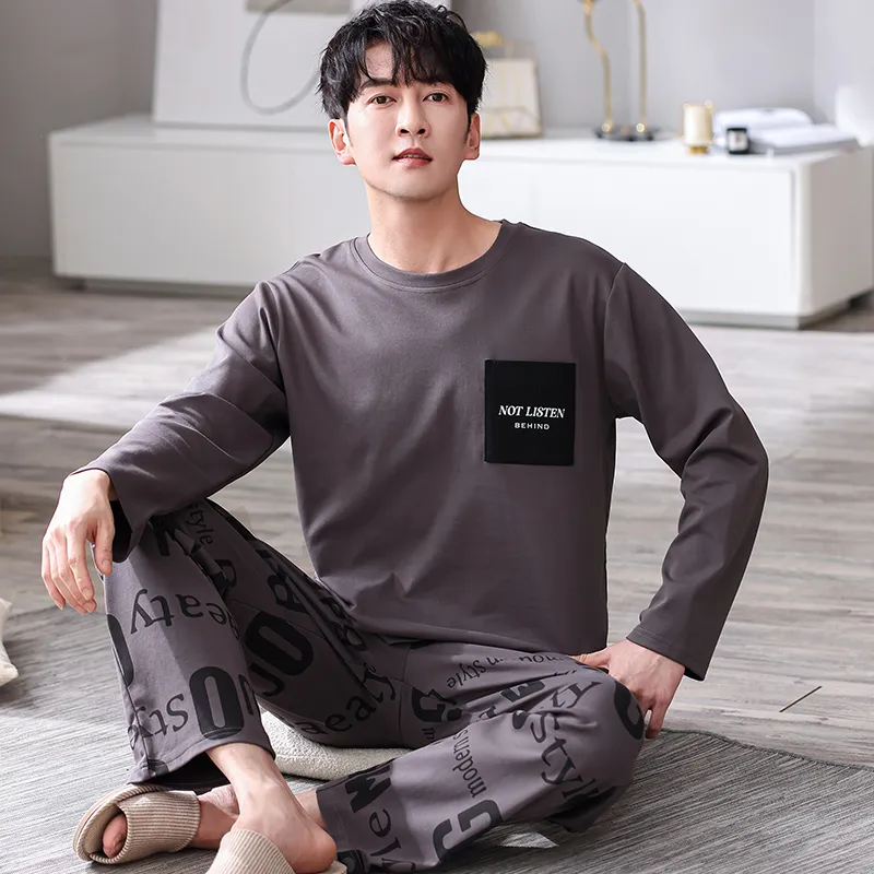 Pretty Lady Pajama Set Men's Brown Gray-4