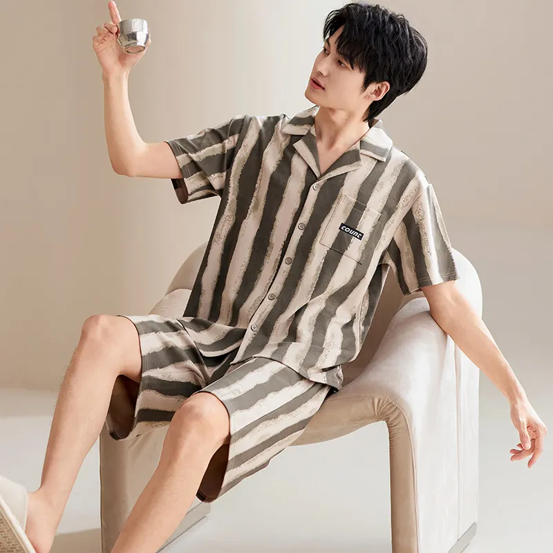 Pretty Lady Pajama Set Men's Vintage Stripes-4