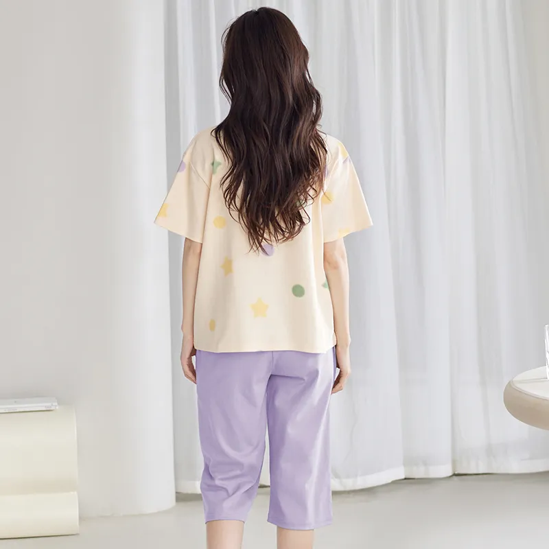 Pretty Lady Pajama Set Women's Apricot-1