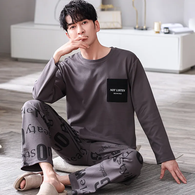 Pretty Lady Pajama Set Men's Brown Gray-5