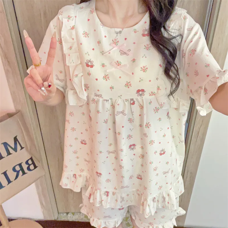 Pretty Lady Pajama Set Women's Apricot-2