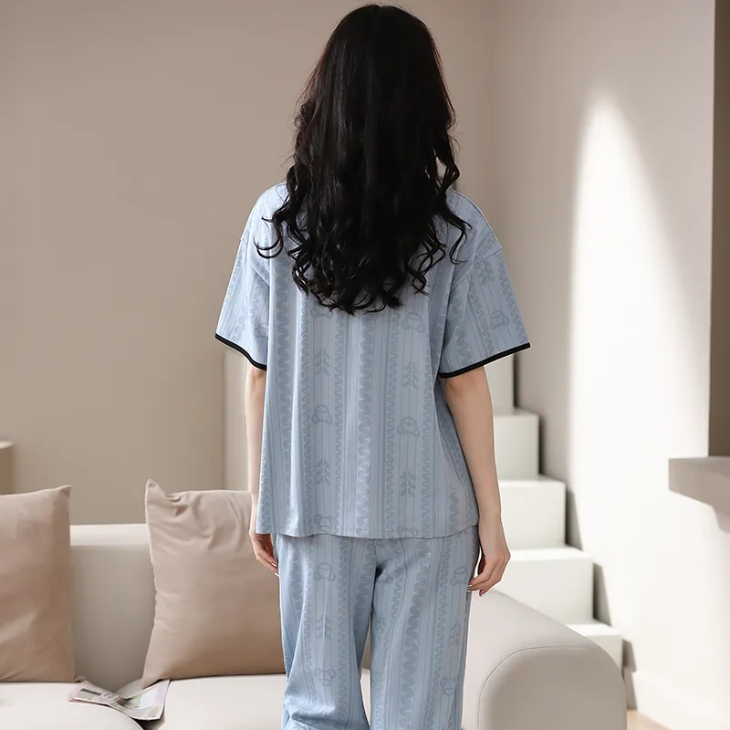 Pretty Lady Pajama Set Women's Dusty Blue-1