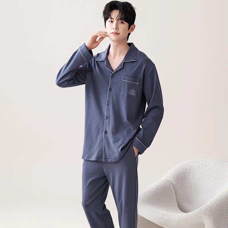 Pretty Lady Pajama Set Men's Navy Blue-1