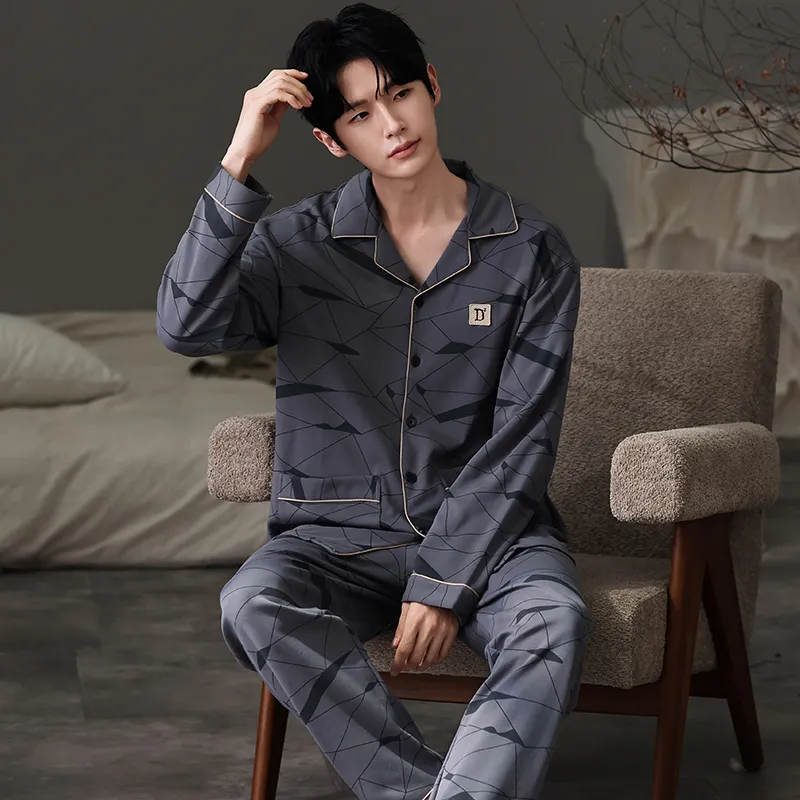 Pretty Lady Pajama Set Men's Gray Blue-4
