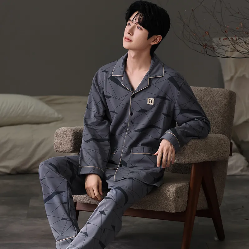Pretty Lady Pajama Set Men's Gray Blue-3