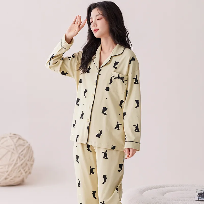 Pretty Lady Pajama Set Women's Beige Apricot-2