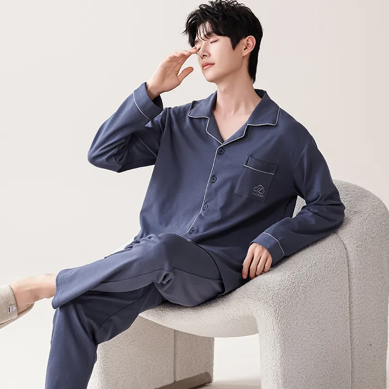 Pretty Lady Pajama Set Men's Navy Blue-4