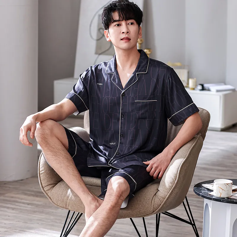 Pretty Lady Pajama Set Men's Dark Gray Letter-3