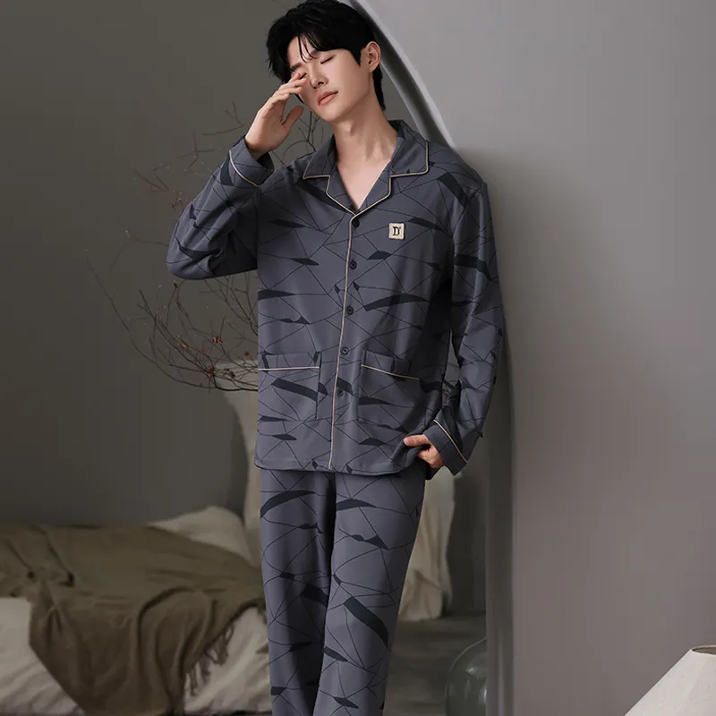Pretty Lady Pajama Set Men's Gray Blue-2