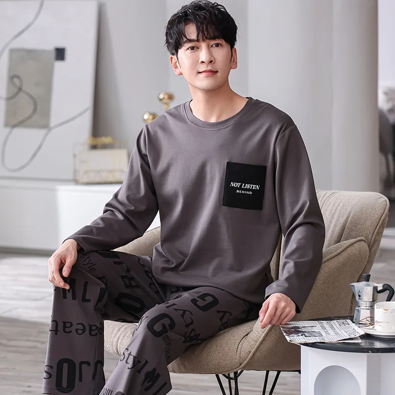 Pretty Lady Pajama Set Men's Brown Gray-3