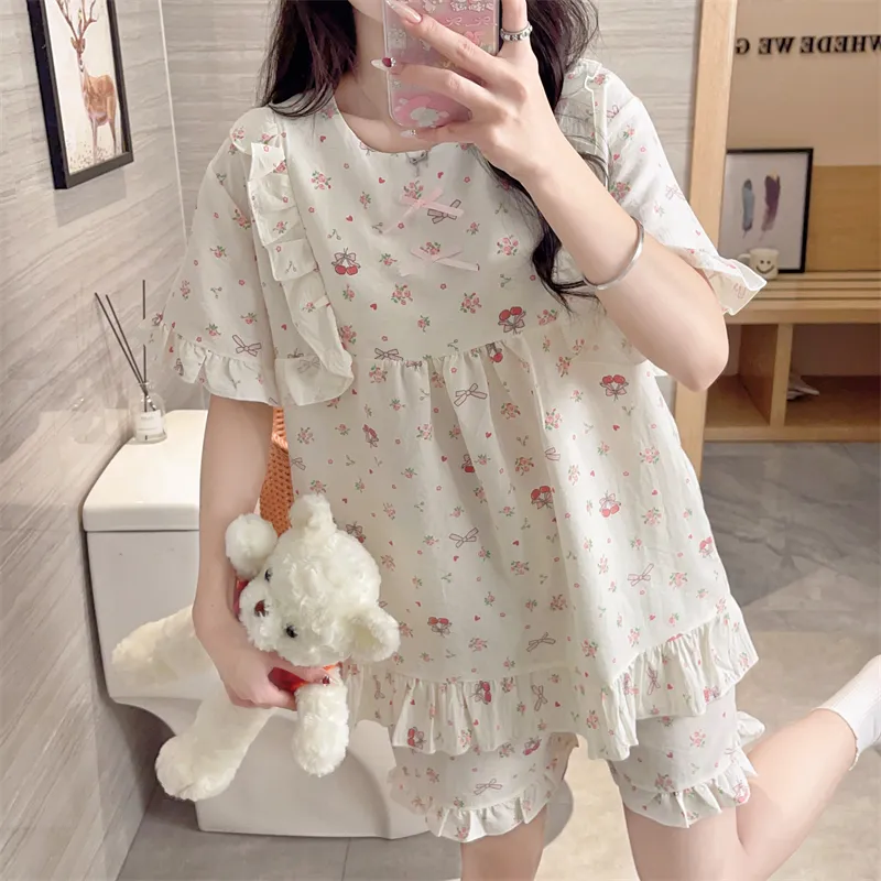 Pretty Lady Pajama Set Women's Apricot-1