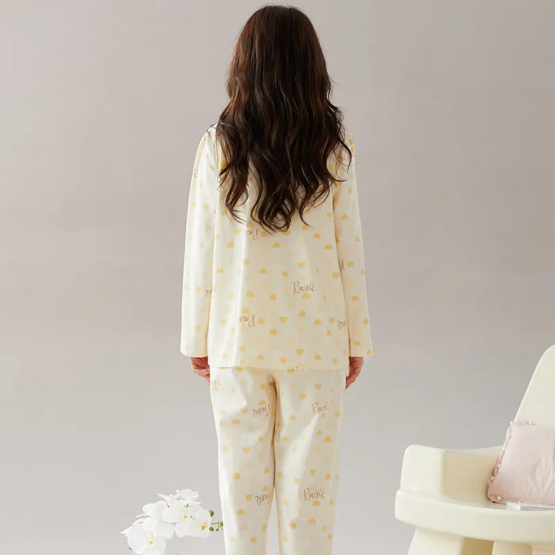 Pretty Lady Pajama Set Women's Ecru Heart-1