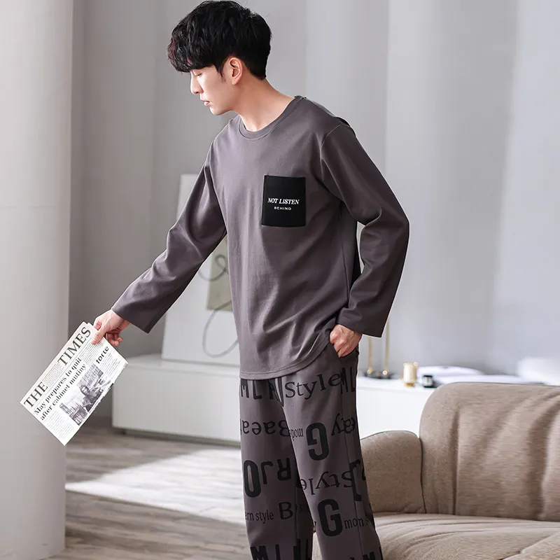 Pretty Lady Pajama Set Men's Brown Gray-2