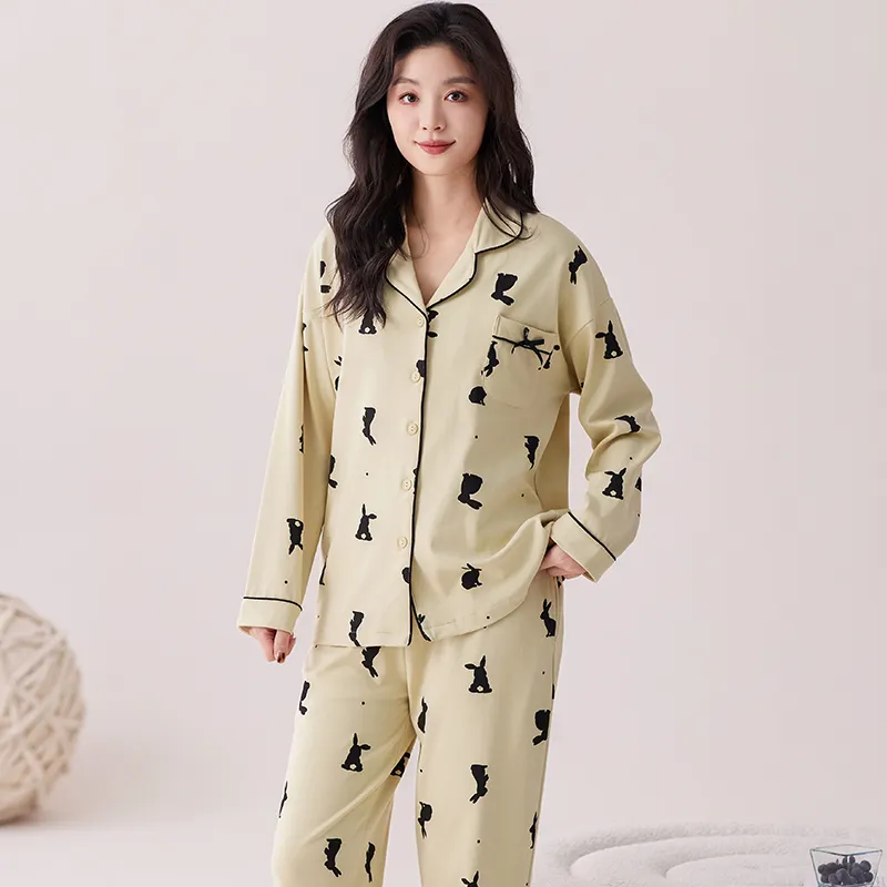 Pretty Lady Pajama Set Women's Beige Apricot-1