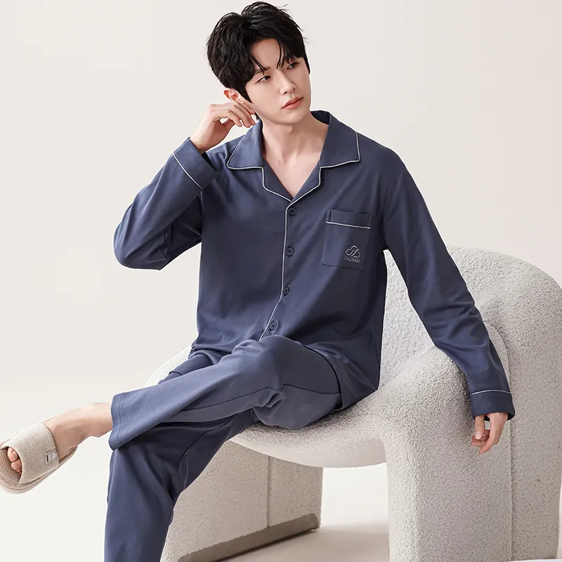 Pretty Lady Pajama Set Men's Navy Blue-3