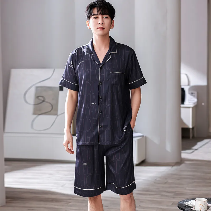 Pretty Lady Pajama Set Men's Dark Gray Letter-1