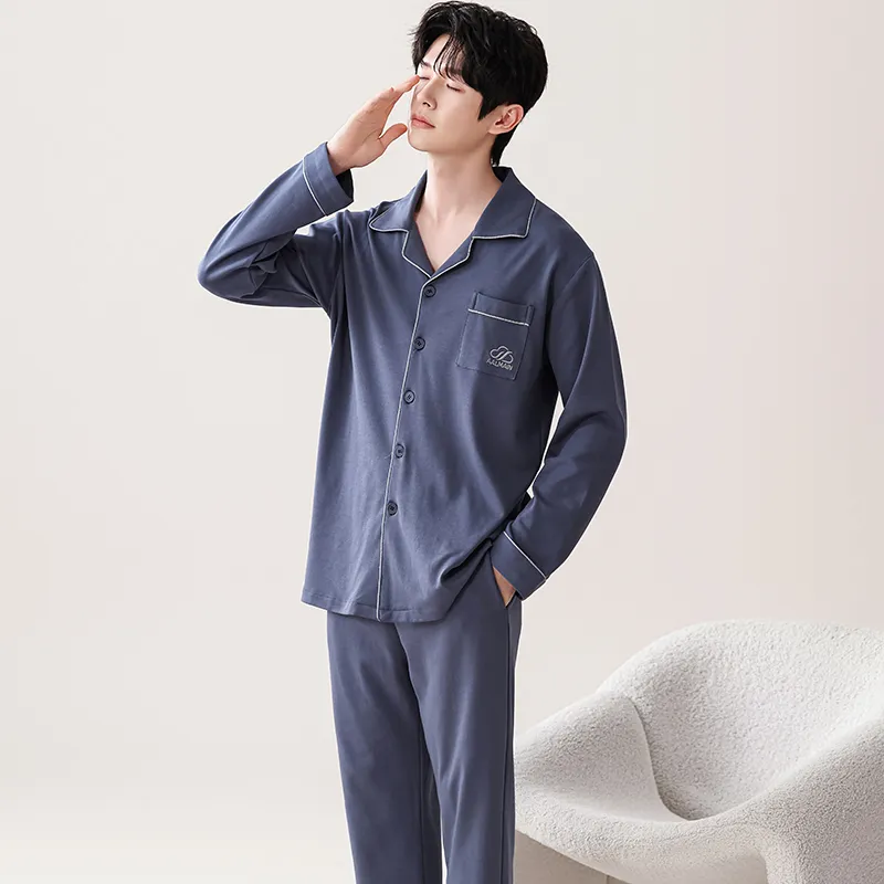 Pretty Lady Pajama Set Men's Navy Blue-2