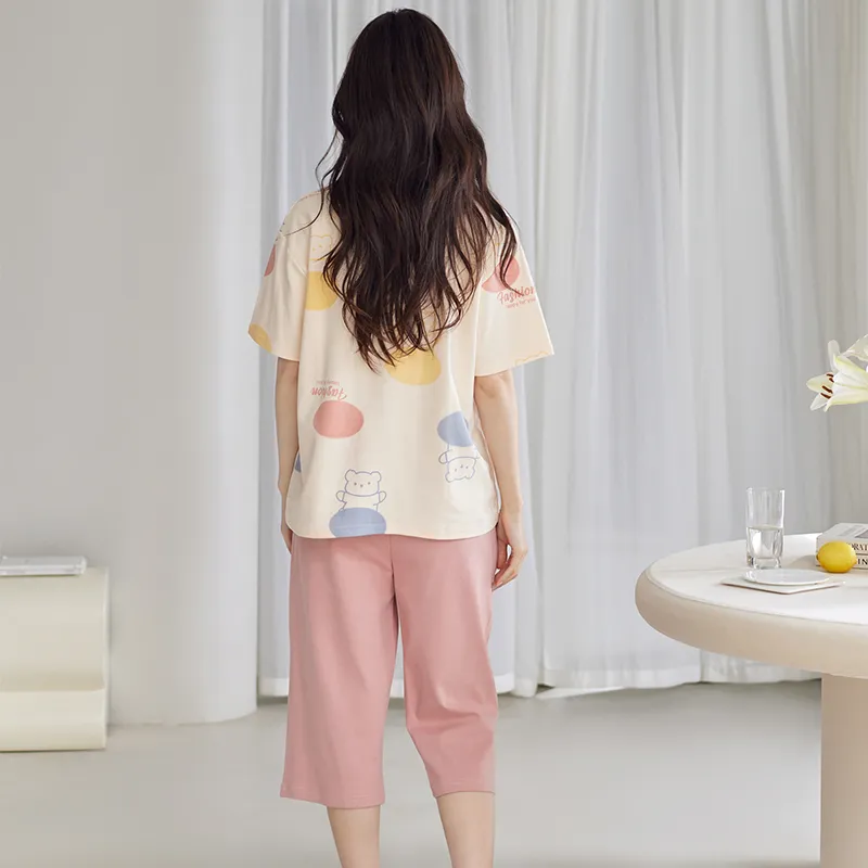 Pretty Lady Pajama Set Women's Apricot Pink-1
