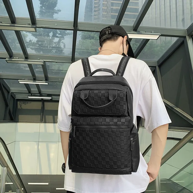 ALNI BITTON PU Backpack Regular Men's Black/Khaki/Brown-2