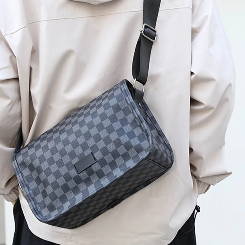 ALNI BITTON PU Crossbody Bag Regular Men's Black 1/Black 2/Black Check/Pattern Black-17