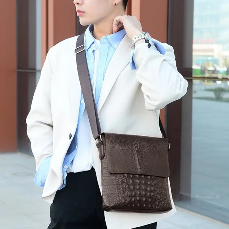 ALNI BITTON PU Crossbody Bags Regular Men's Black/Brown-3