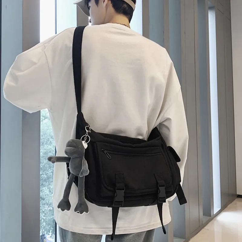 ALNI BITTON Canvas Canvas Bag Crossbody Bag Men's White/Black-10