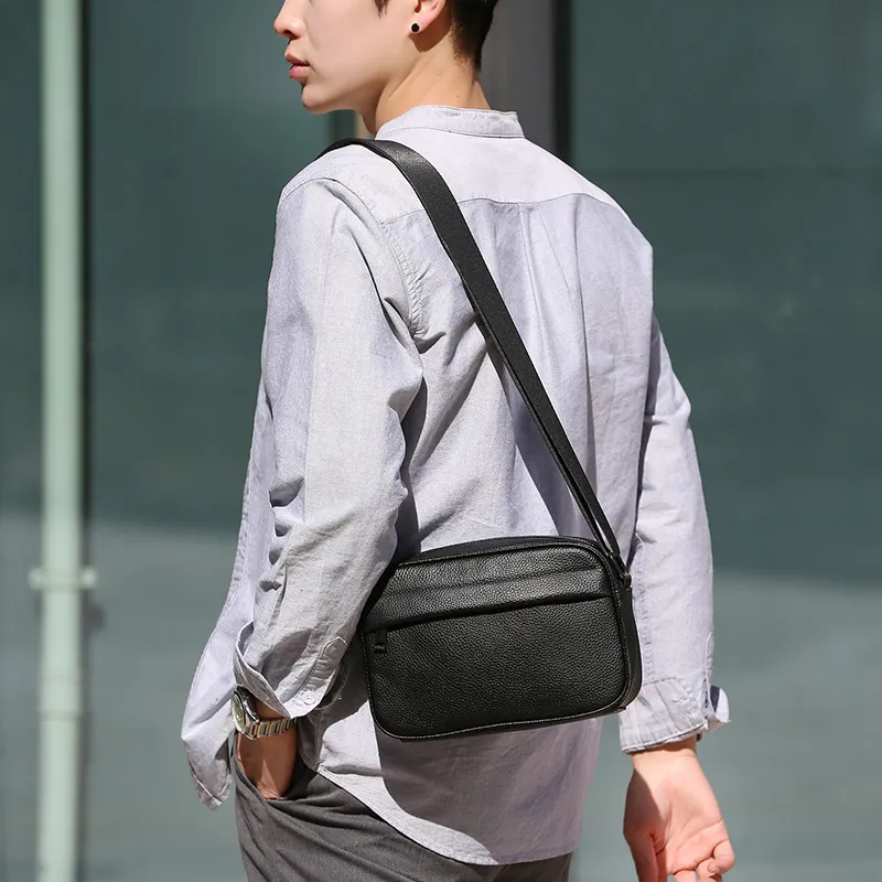 ALNI BITTON Synthetic Leather Shoulder Bag Crossbody Bag Men's Black-2
