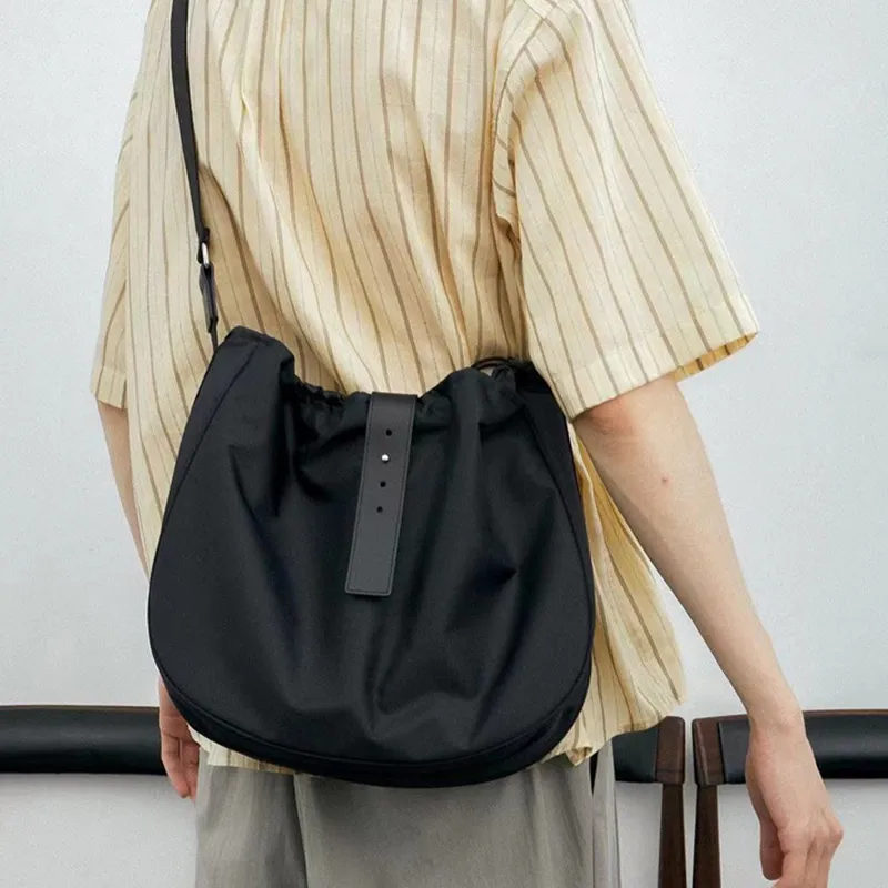 ALNI BITTON Nylon Messenger Bag, Crossbody Bag, Shoulder Bag Large Size Men's Black-1