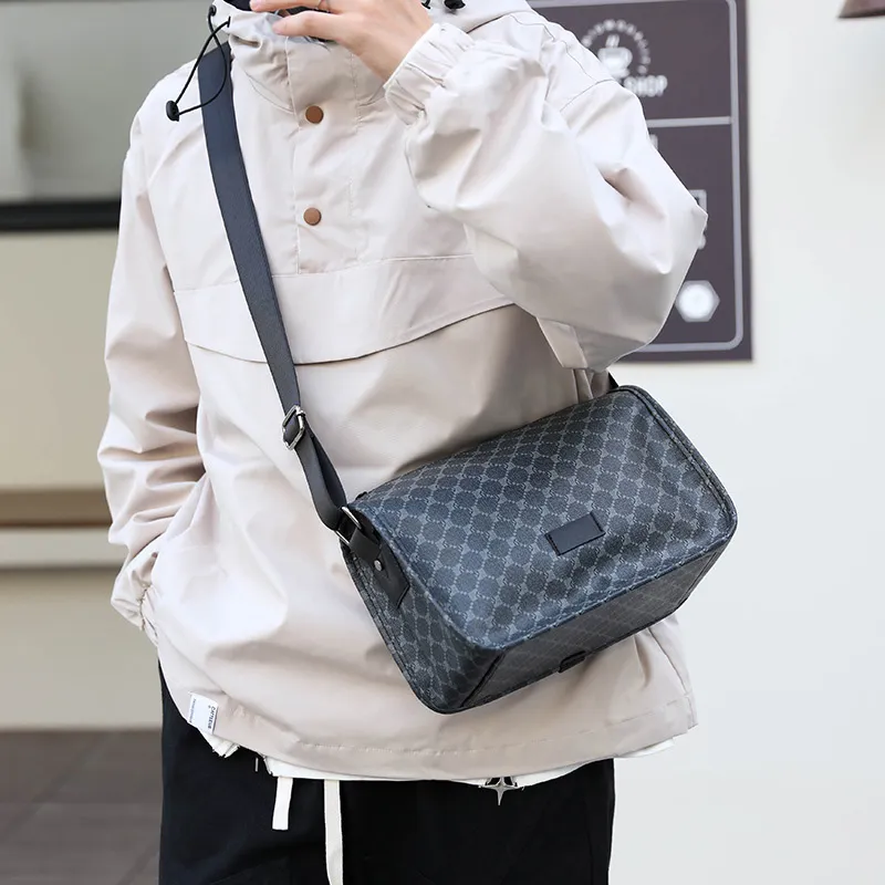 ALNI BITTON PU Crossbody Bag Regular Men's Black 1/Black 2/Black Check/Pattern Black-22