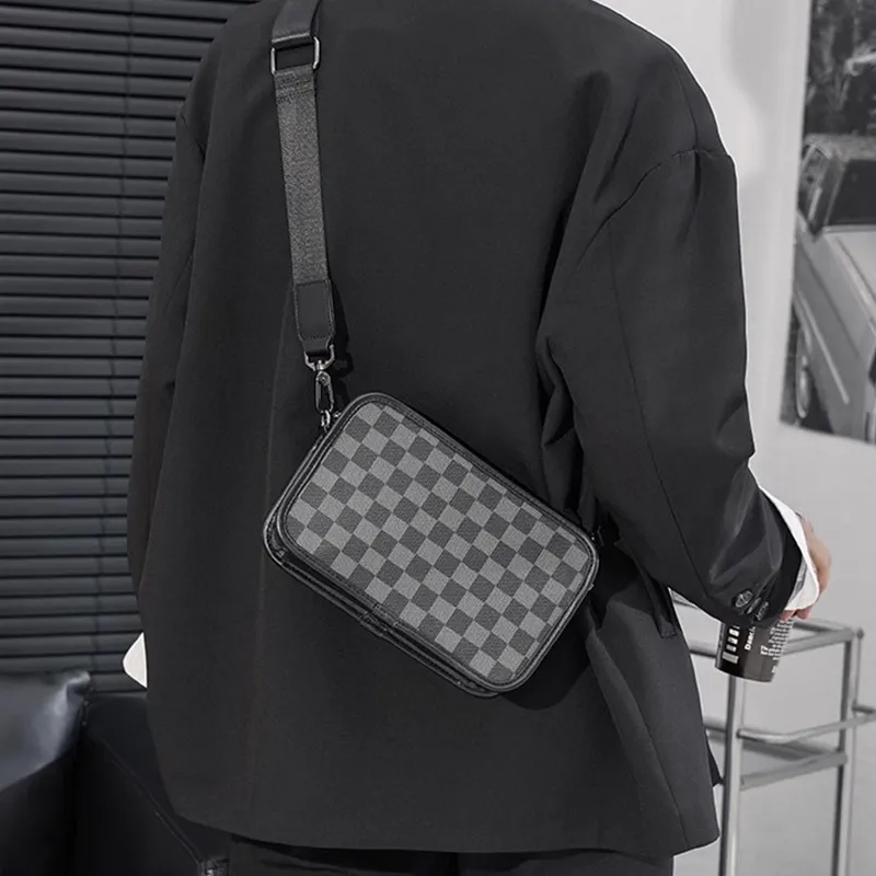ALNI BITTON PU Crossbody Bag Regular Men's Black Square-1