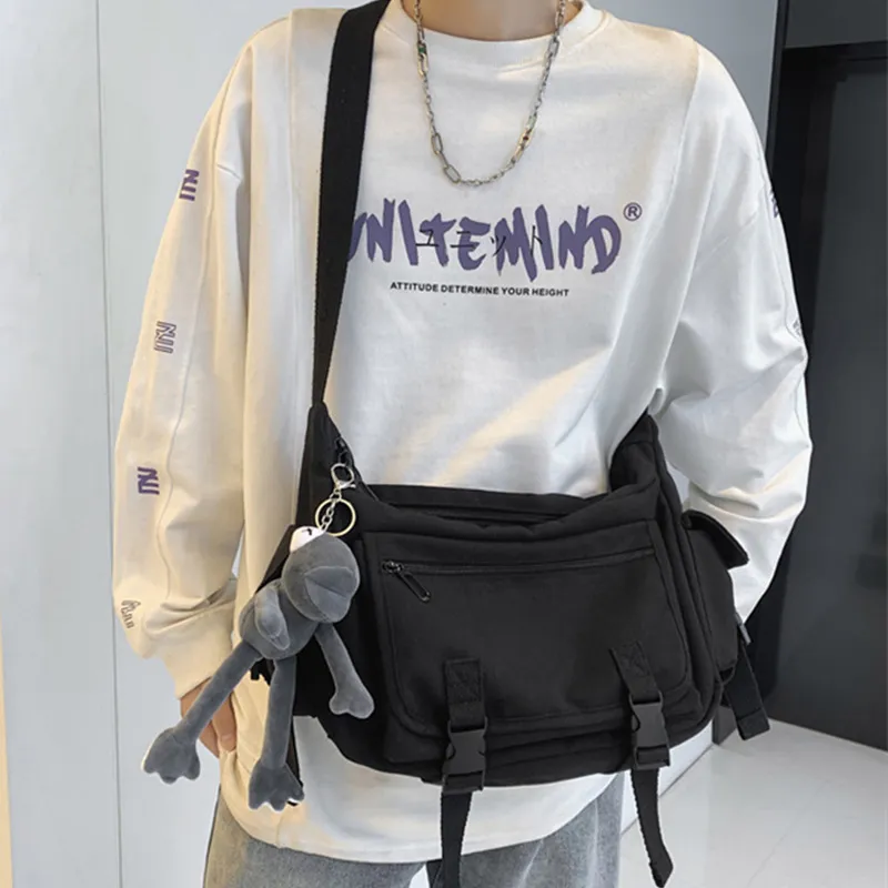 ALNI BITTON Canvas Canvas Bag Crossbody Bag Men's White/Black-9