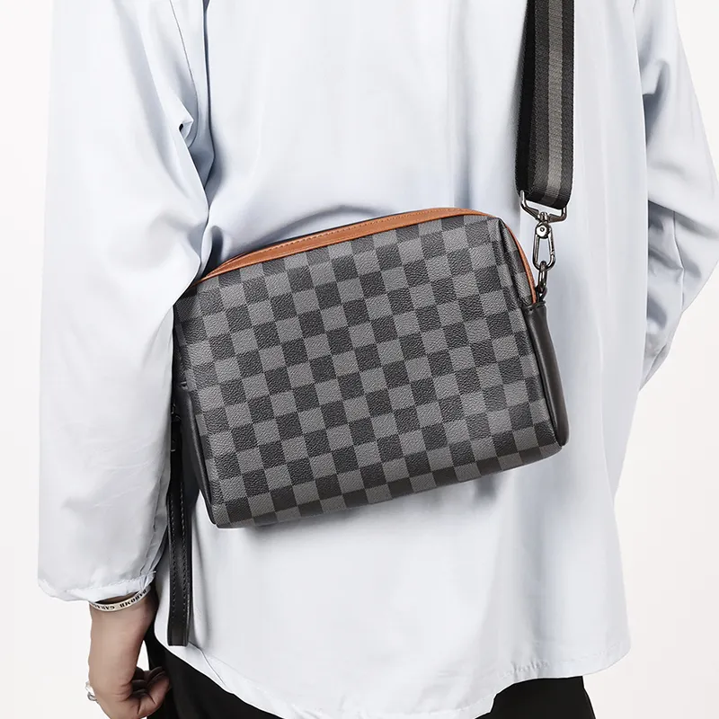 ALNI BITTON Synthetic Leather, Textile Shoulder Bag, Crossbody Bag Regular Men's Black Square-7