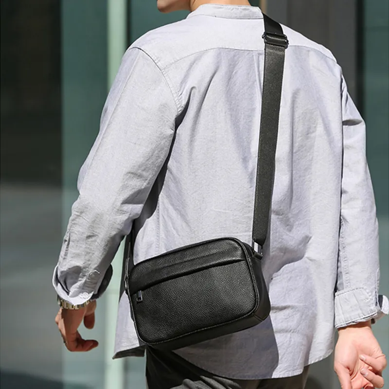 ALNI BITTON Synthetic Leather Shoulder Bag Crossbody Bag Men's Black-4