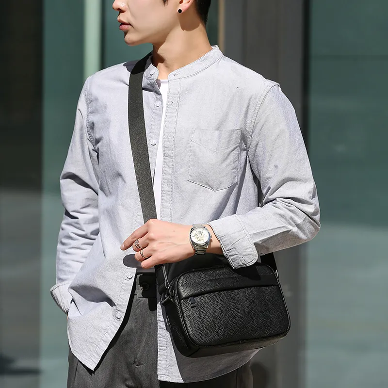 ALNI BITTON Synthetic Leather Shoulder Bag Crossbody Bag Men's Black-1