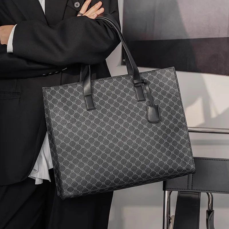 ALNI BITTON PU Handbag Shoulder Bag Crossbody Bag Regular Men's Black/Matte Gray/Textured Black/Plaid-20