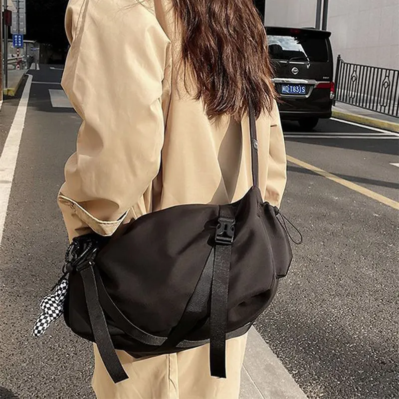 ALNI BITTON Nylon Shoulder Bag, Crossbody Bag Regular Unisex Black/White & Black/Blue-1