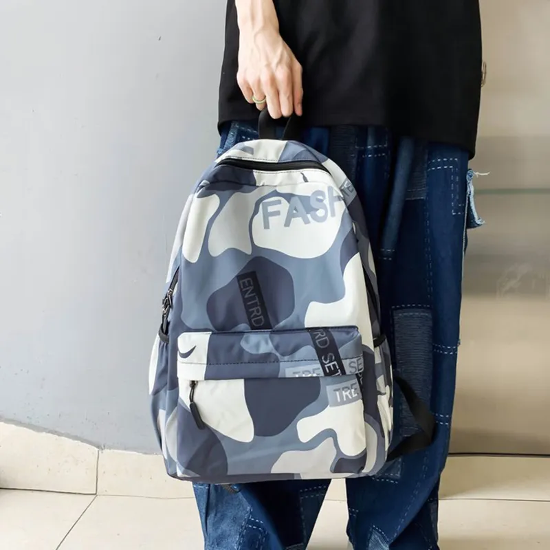 ALNI BITTON Nylon Backpack Regular Men's Camouflage Gray/Green Camouflage/Camouflage Blue-1